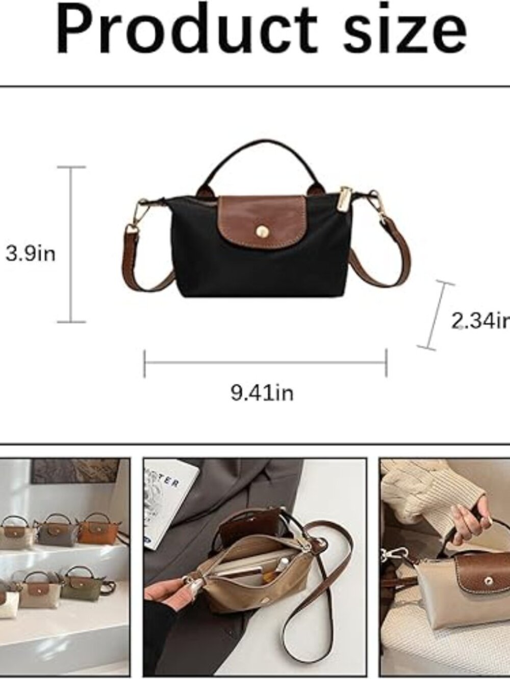 Mini Crossbody Bag for Women Shoulder Purse ~Black Khaki Beige - Picture 11 of 13